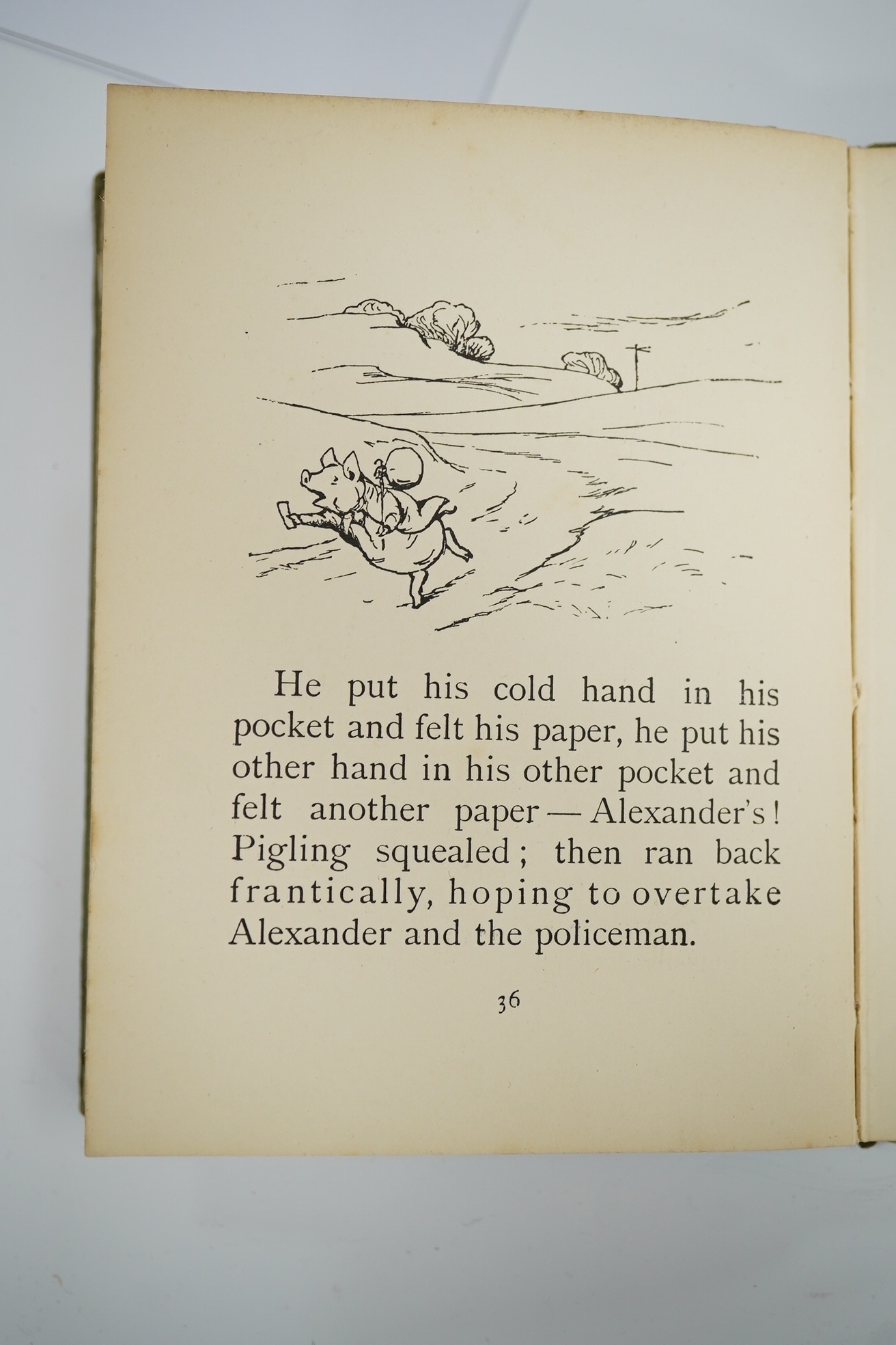 Potter, Beatrix - The Tale of Pigling Bland. First Edition. title illus., frontis., 14 coloured and other text illus., pictorial coloured e/ps.; light green paper boards lettered in brown, with mounted coloured illus. on